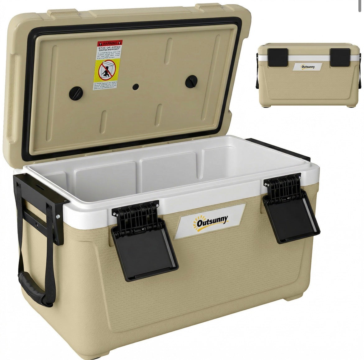 Insulated Cool Box, Lightweight Portable Ice Cooler with Handle, Lid and Drain Valve, 42.6L