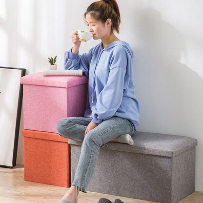 Foldable Storage Ottoman - Footstool & Seat