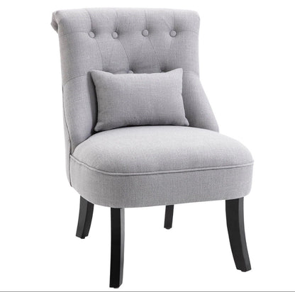 Single Sofa With Backrest Pillow Dining Chair Tub Chair Upholstered Wood Leg