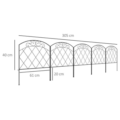 3m Decorative Metal Garden Fence - Diamond and Swirl Pattern