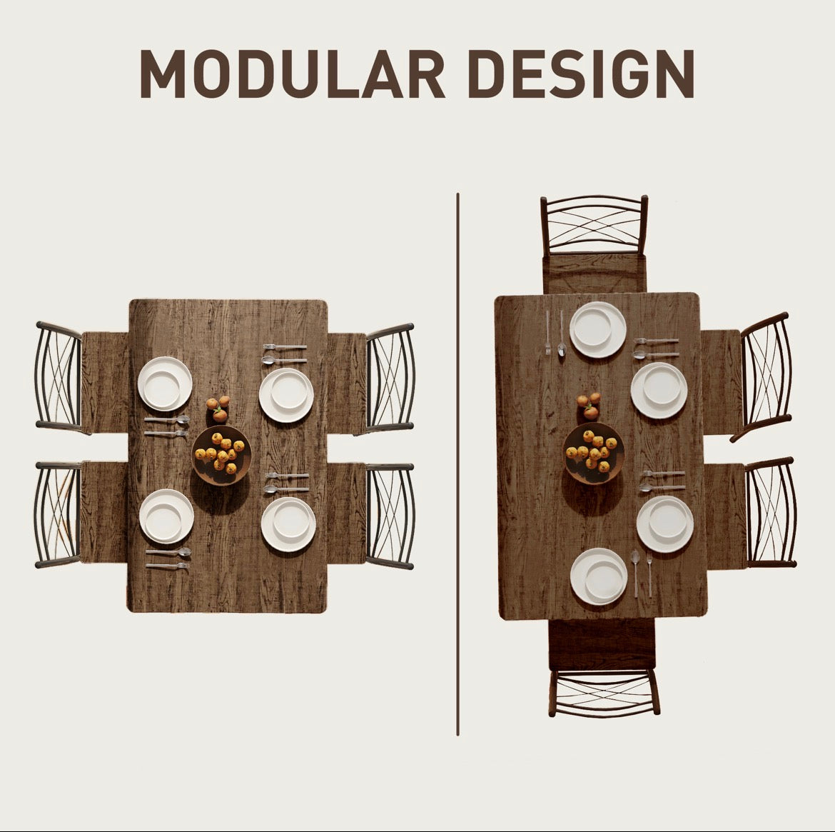 Five-Piece Minimal Dining Set Oak-Effect Black Table & Chairs Modern Home Furniture