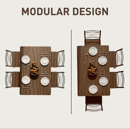 Five-Piece Minimal Dining Set Oak-Effect Black Table & Chairs Modern Home Furniture