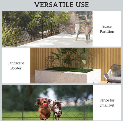 3m Decorative Metal Garden Fence - Diamond and Swirl Pattern