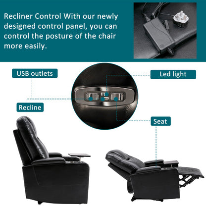 Electric Recliner Chair With USB Charge Port, 360 Swivel