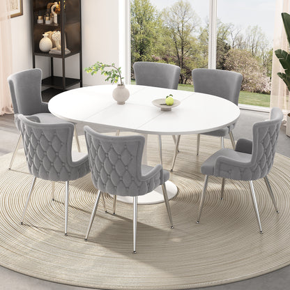 Dining Chairs Set of 6-Grey Velvet
