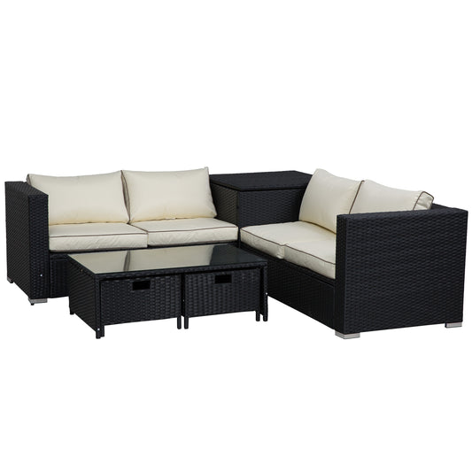 4 Piece Rattan Garden Furniture Set