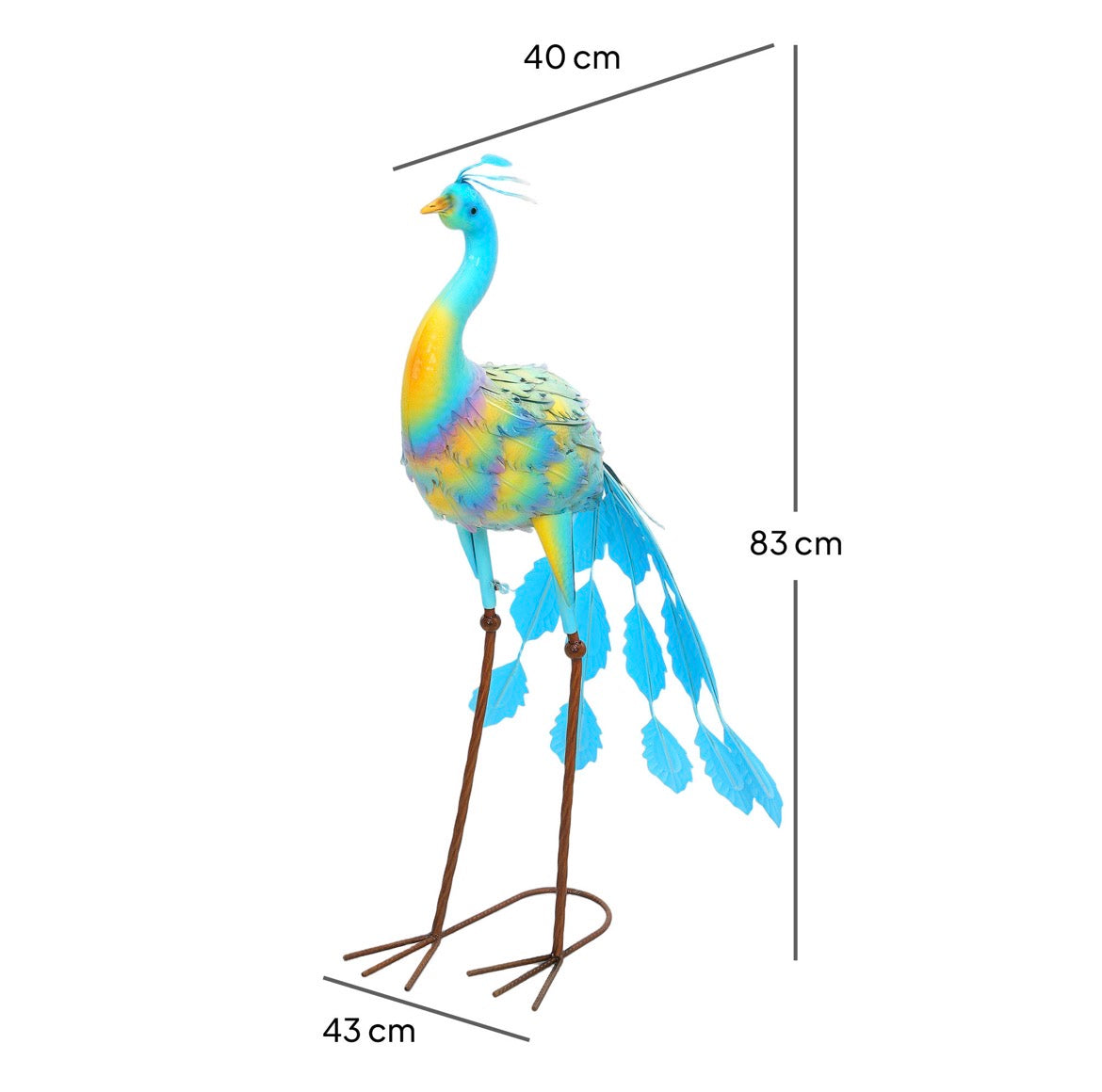 Peacock Garden Statue, Standing Garden Ornament, Metal Garden Gift with Stakes for Patio Pond Landscape Decoration