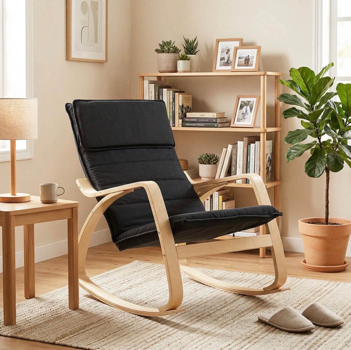 Lounge Chair, Comfortable Relax Rocking Chair with Headrest