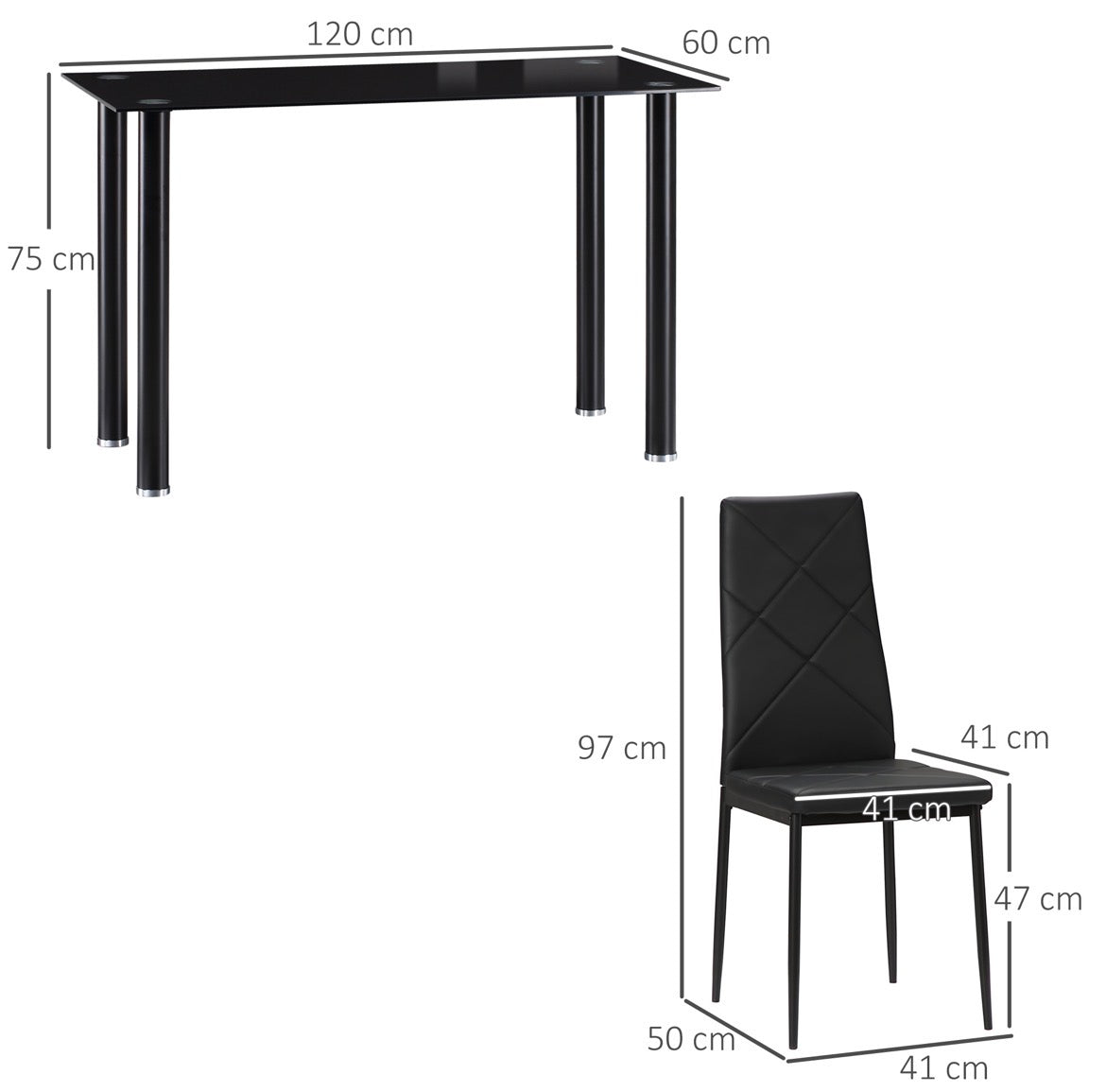 Modern Dining Table Set for 4, Space-Saving 5 Pieces Kitchen Table Set with Rectangle Table and Steel Frame