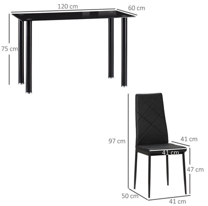 Modern Dining Table Set for 4, Space-Saving 5 Pieces Kitchen Table Set with Rectangle Table and Steel Frame