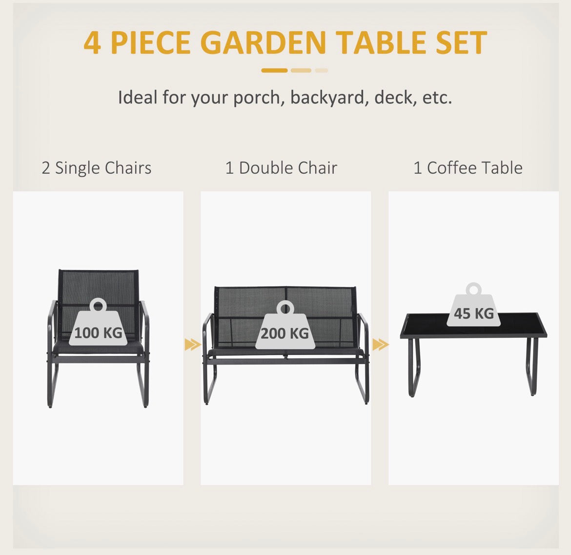 Four-Piece Minimalistic Garden Sofa Set