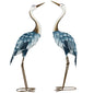 Crane Garden Ornaments, 2 PCS Steel Garden Statue Set Gifts, Water and Rust Resistant Sculptures for Patio Pond Landscape Decoration, Multi-Colour