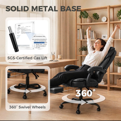 Executive Home Office Chair Reclining Function Footrest Computer Desk Chair High Back