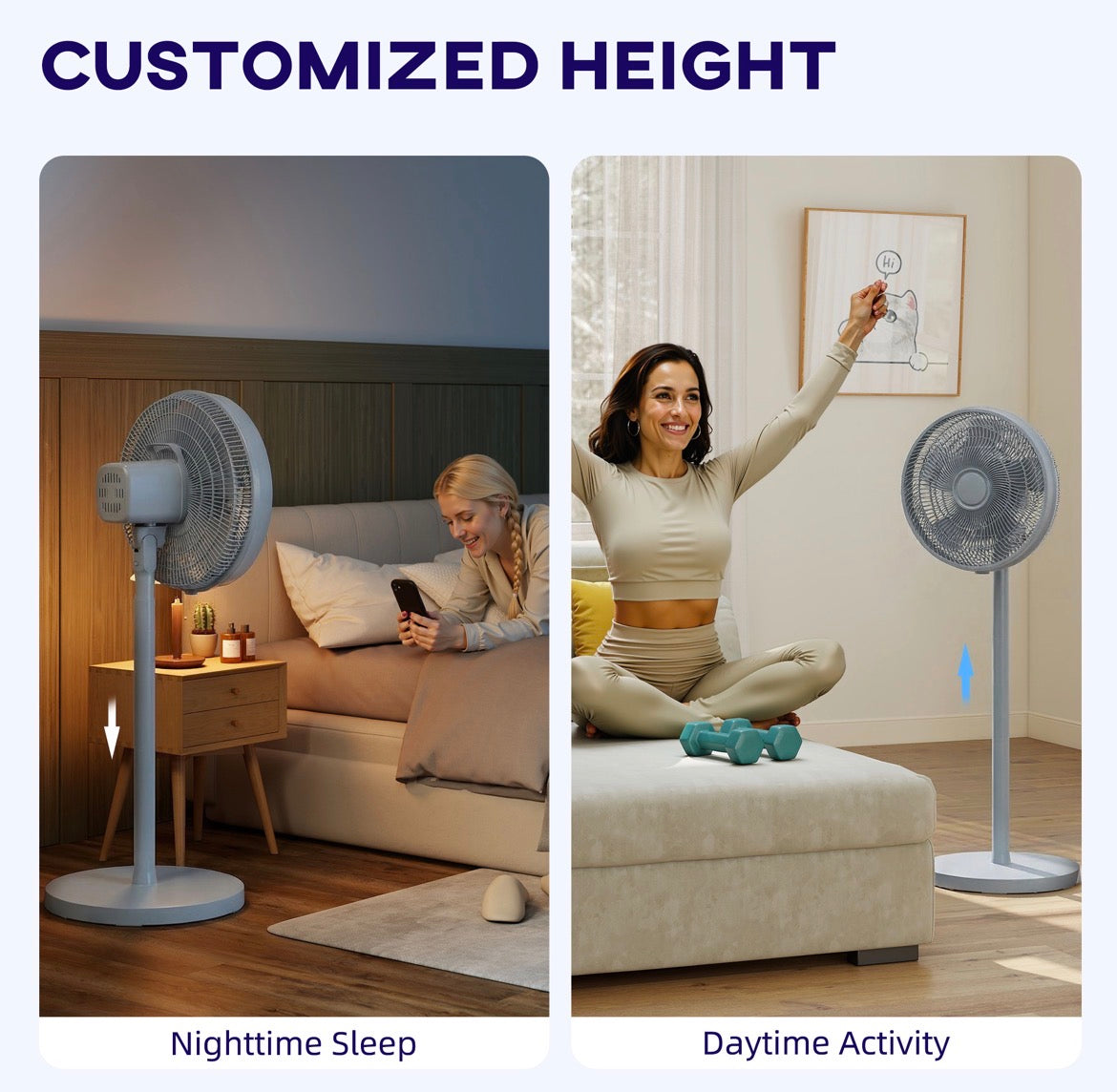 40 cm Standing Fan, Cooling Floor Fan with 80° Oscillating, Adjustable Tilt and Height, 4 Speed, Remote Control