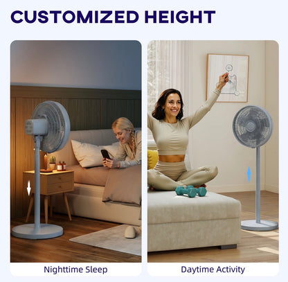 40 cm Standing Fan, Cooling Floor Fan with 80° Oscillating, Adjustable Tilt and Height, 4 Speed, Remote Control