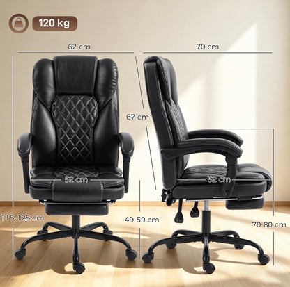 Executive Home Office Chair Reclining Function Footrest Computer Desk Chair High Back