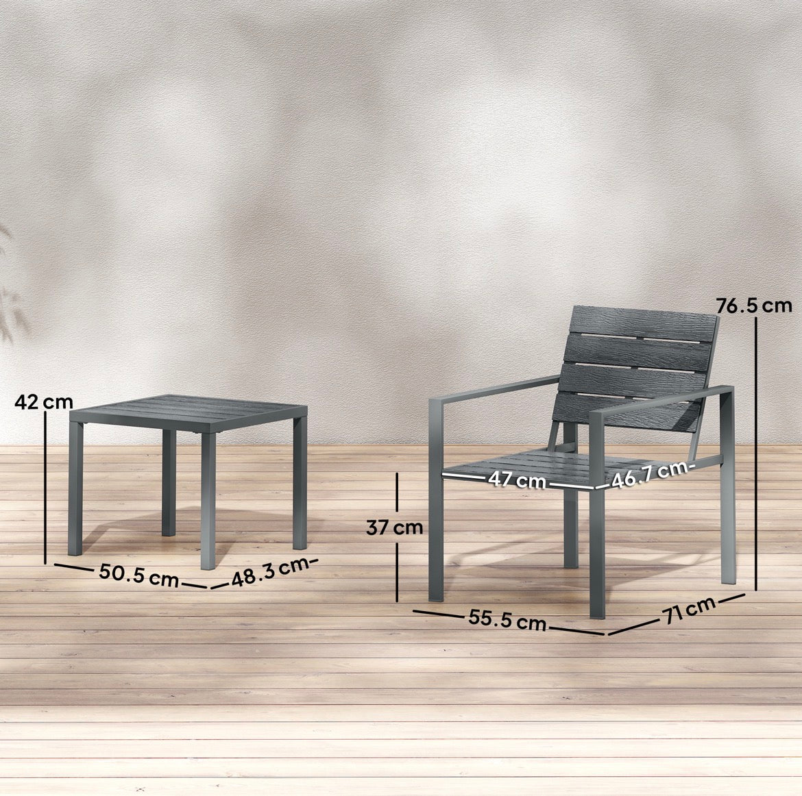 3 Pieces Garden Bistro Set for Outdoor Bistro Table and Chairs with Metal Frame Plastic Patio Furniture Set