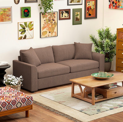 Modern 3 Seater Sofa with Spring Cushion, 212 cm Fabric Jumbo Cord Sofa Couch with 2 Scatter Cushions, Upholstered Corduroy Settee for Living Room, Bedroom, Home Office