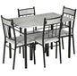 Modern Dining Table Set for 4, Space-Saving 5 Pieces Kitchen Table Set with Rectangle Table and Steel Frame