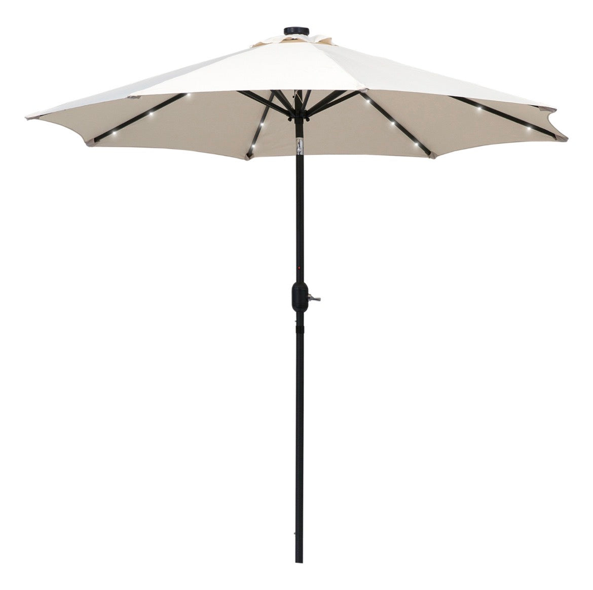 2.7m Outdoor Patio Garden Umbrella Parasol with Tilt Crank and 24 LEDs Lights