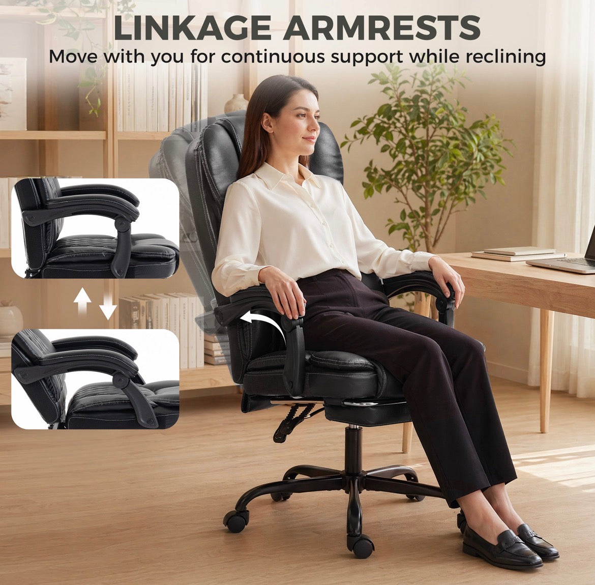 Executive Home Office Chair Reclining Function Footrest Computer Desk Chair High Back