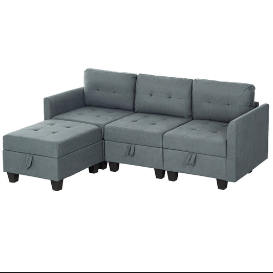 Modular Sofa with Storage L-Shape Comfortable and Space-Saving Design for Modern Living Rooms