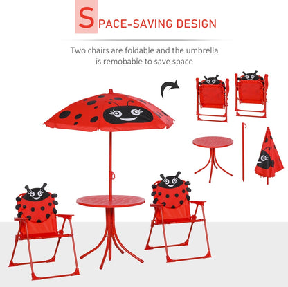 Outsunny Kids-Parasol Picnic Table and Chair Set