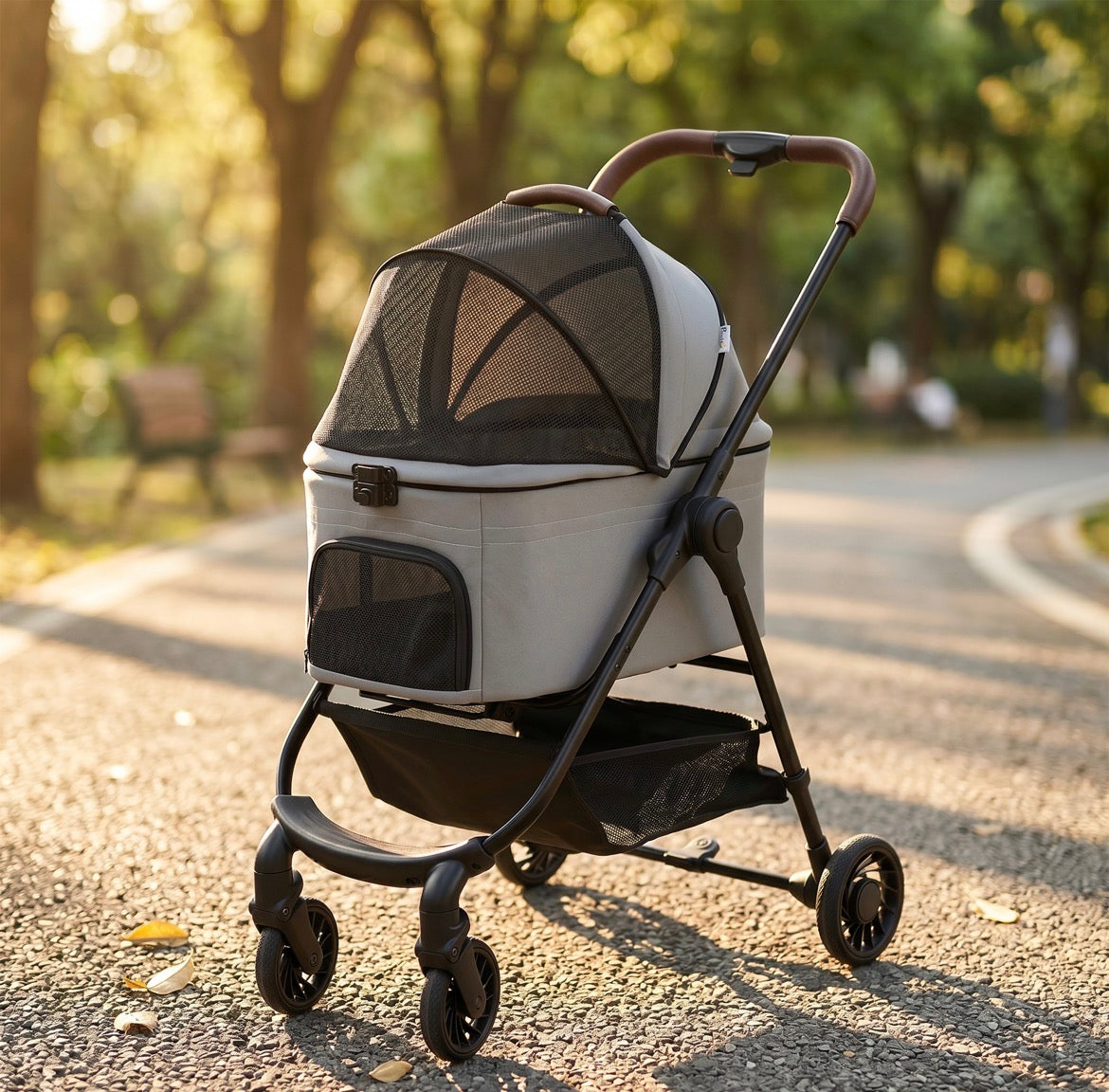 PawHut Dog Stroller, 3 in 1 Foldable Pet Stroller for Small Puppy Cat with Detachable Travel Carrier, Storage Basket