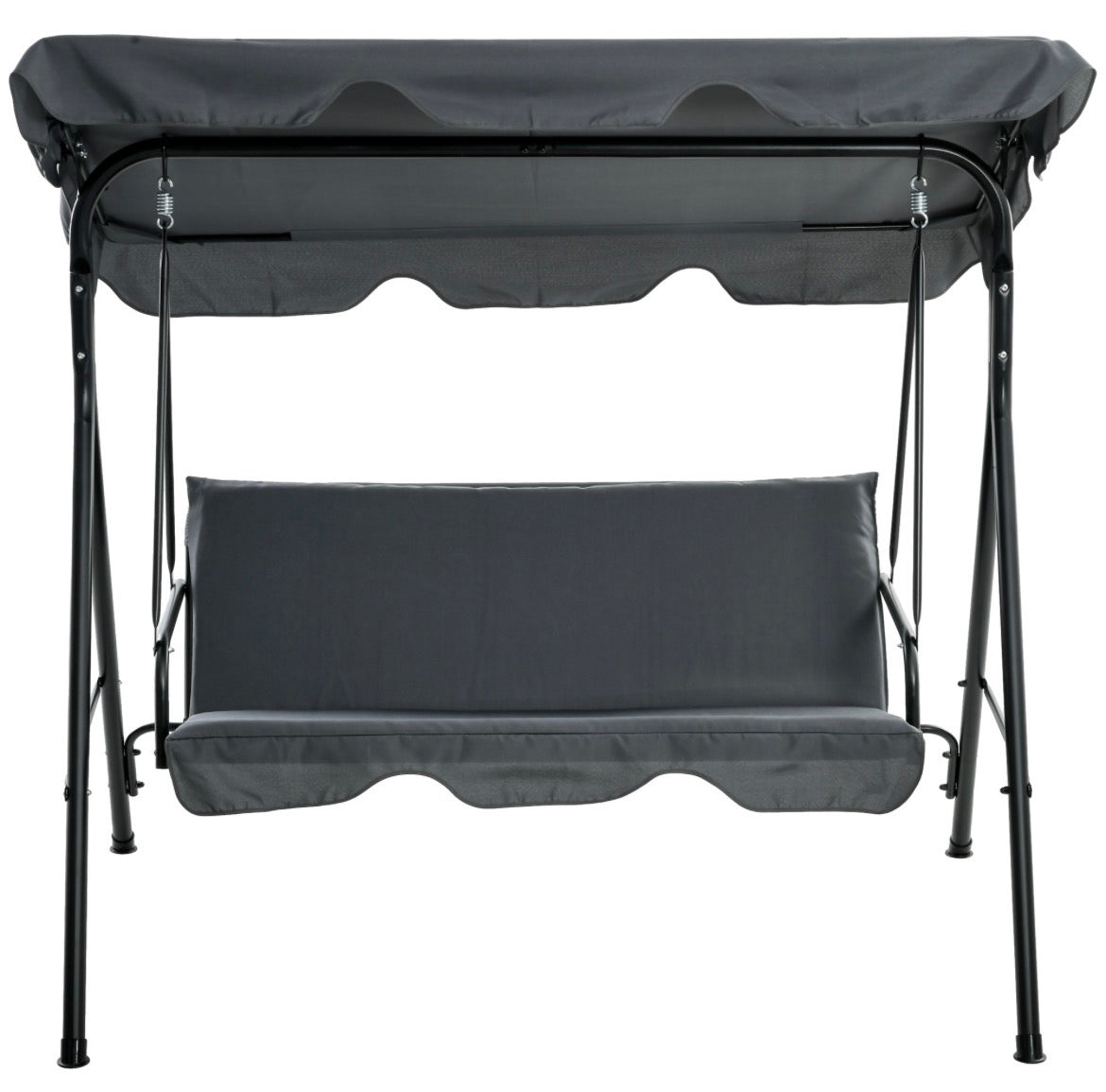 3-Seater Garden Swing Seat With Adjustable Canopy and Cushion
