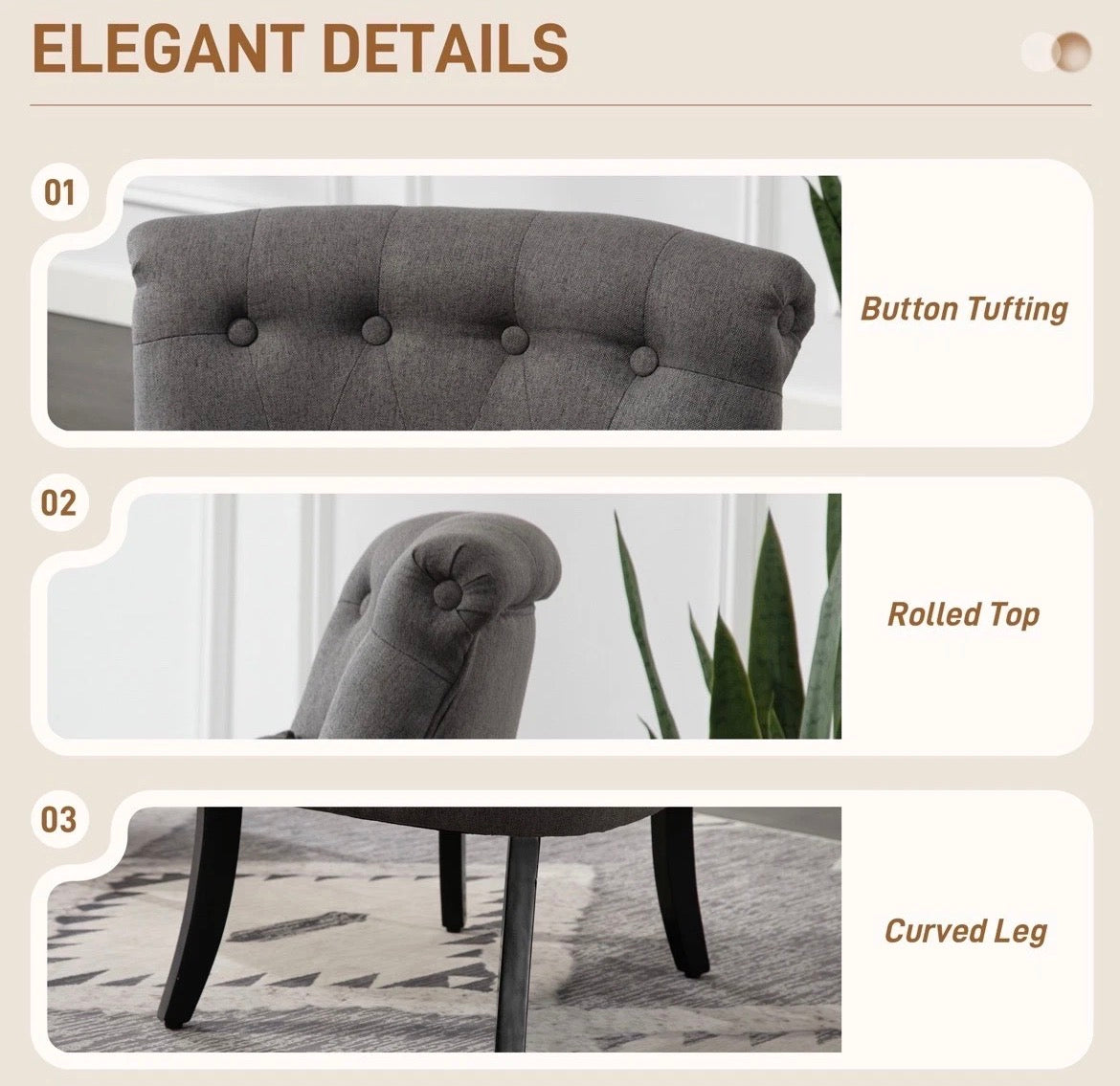 Single Sofa With Backrest Pillow Dining Chair Tub Chair Upholstered Wood Leg