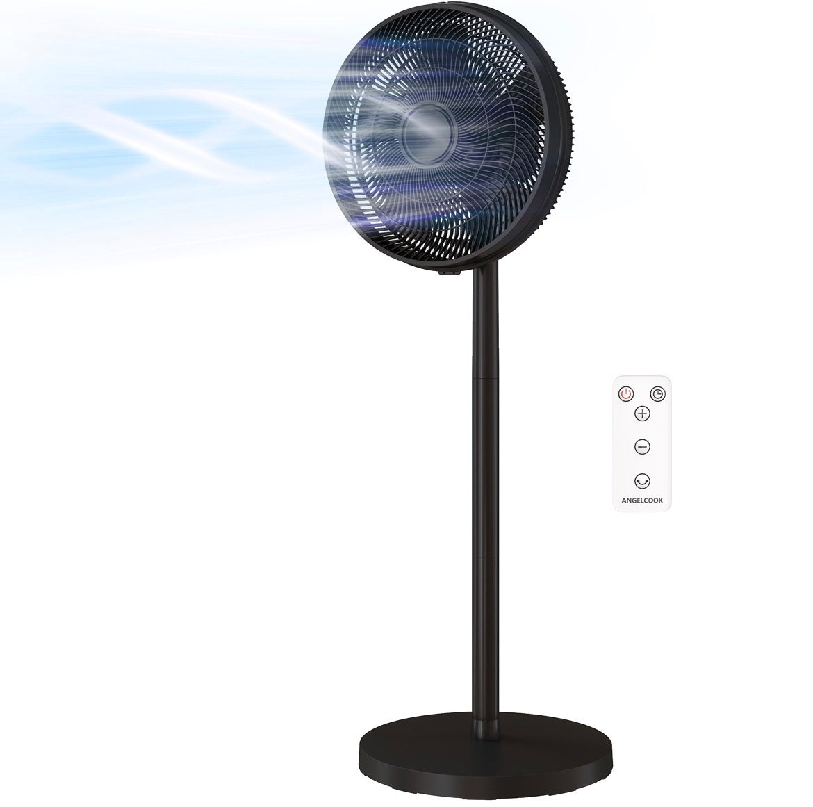 40 cm Standing Fan, Cooling Floor Fan with 80° Oscillating, Adjustable Tilt and Height, 4 Speed, Remote Control