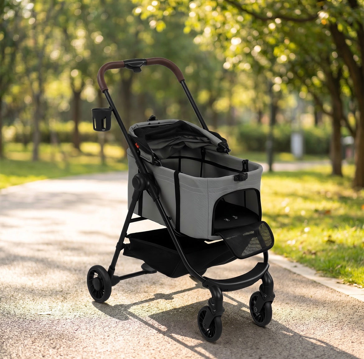 PawHut Dog Stroller, 3 in 1 Foldable Pet Stroller for Small Puppy Cat with Detachable Travel Carrier, Storage Basket