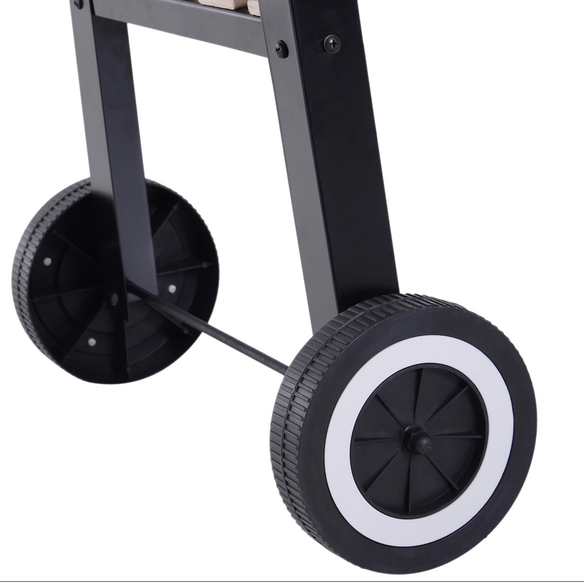Charcoal BBQ Barbecue Grill Outdoor Patio Garden Heating Smoker with Side Trays Storage Shelf and Wheels