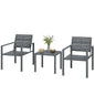 3 Pieces Garden Bistro Set for Outdoor Bistro Table and Chairs with Metal Frame Plastic Patio Furniture Set