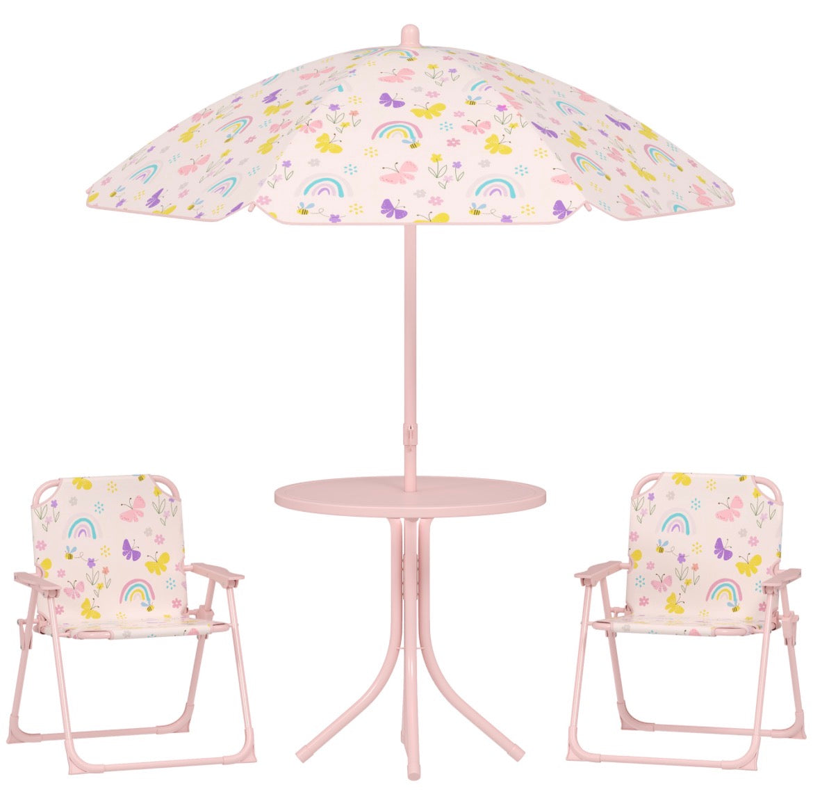 Outsunny Kids-Parasol Picnic Table and Chair Set