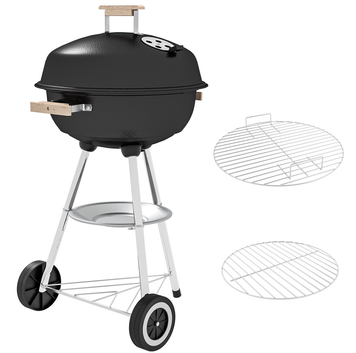 Portable Charcoal Grill BBQ Smoker with Lid Outdoor Heat Control Party Patio Barbecue Garden