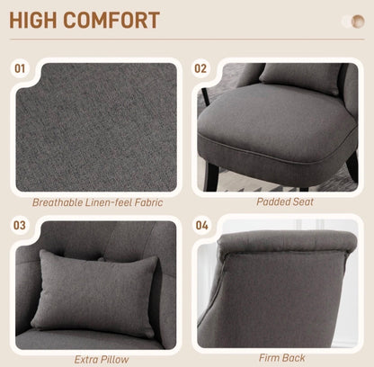 Single Sofa With Backrest Pillow Dining Chair Tub Chair Upholstered Wood Leg