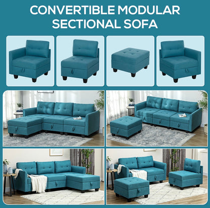 Modular Sofa with Storage L-Shape Comfortable and Space-Saving Design for Modern Living Rooms