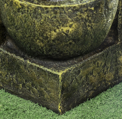Garden Water Feature Waterfall Fountain with 4-Tier Stone Look Bowls, Adjustable Flow