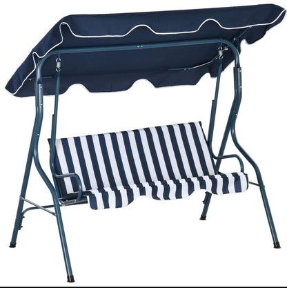 3-Seater Garden Swing Seat With Adjustable Canopy and Cushion