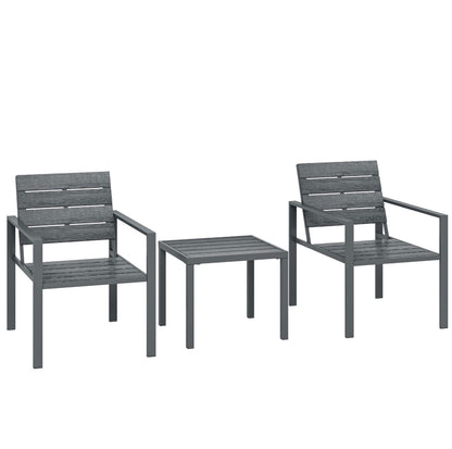 3 Pieces Garden Bistro Set for Outdoor Bistro Table and Chairs with Metal Frame Plastic Patio Furniture Set