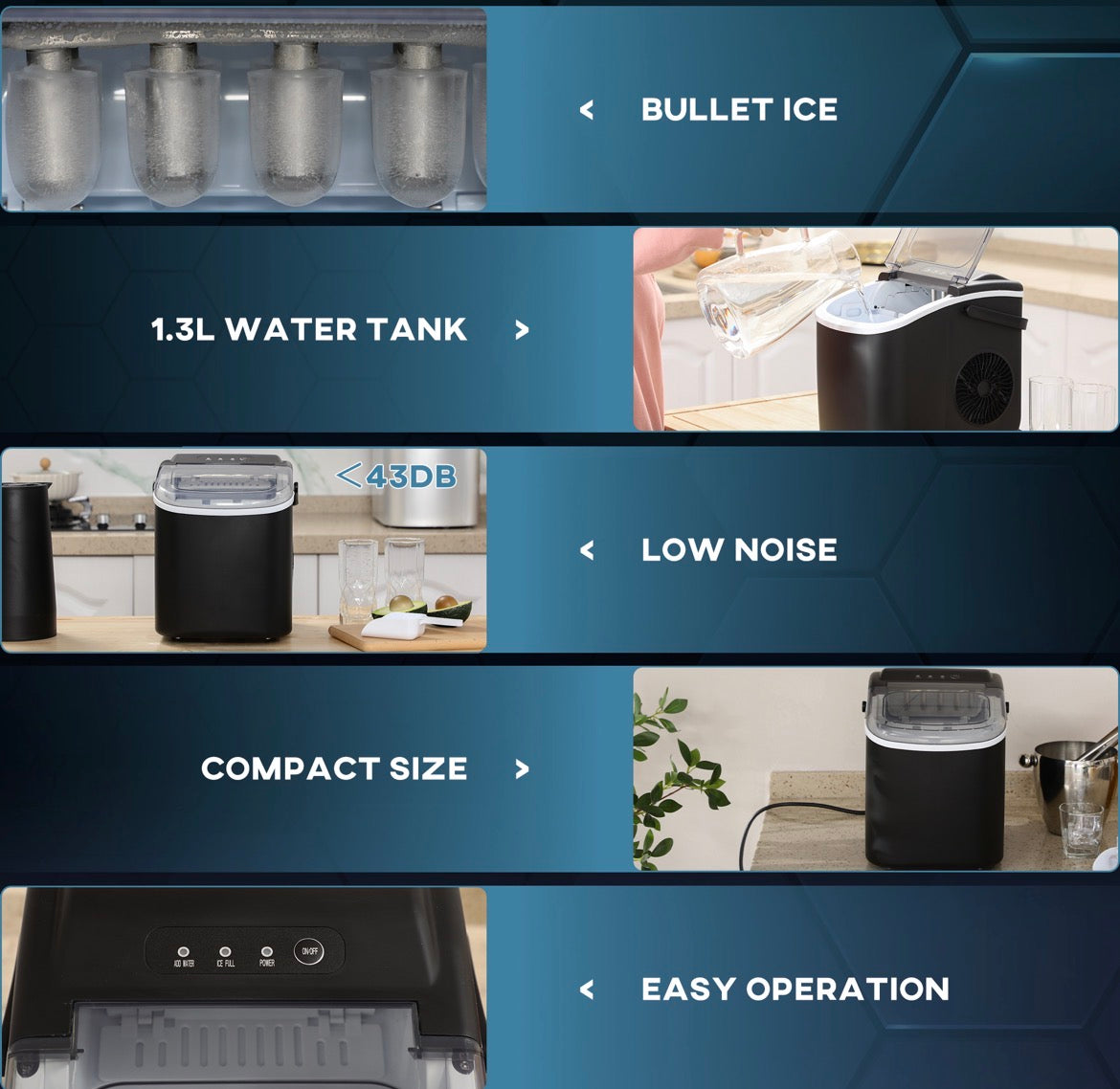 Portable Ice Maker Machine Countertop 12 KG in 24 H 9 Cubes in 6 Mins with Handle Ice Scoop and Basket for Home Office Kitchen Bar Party RV