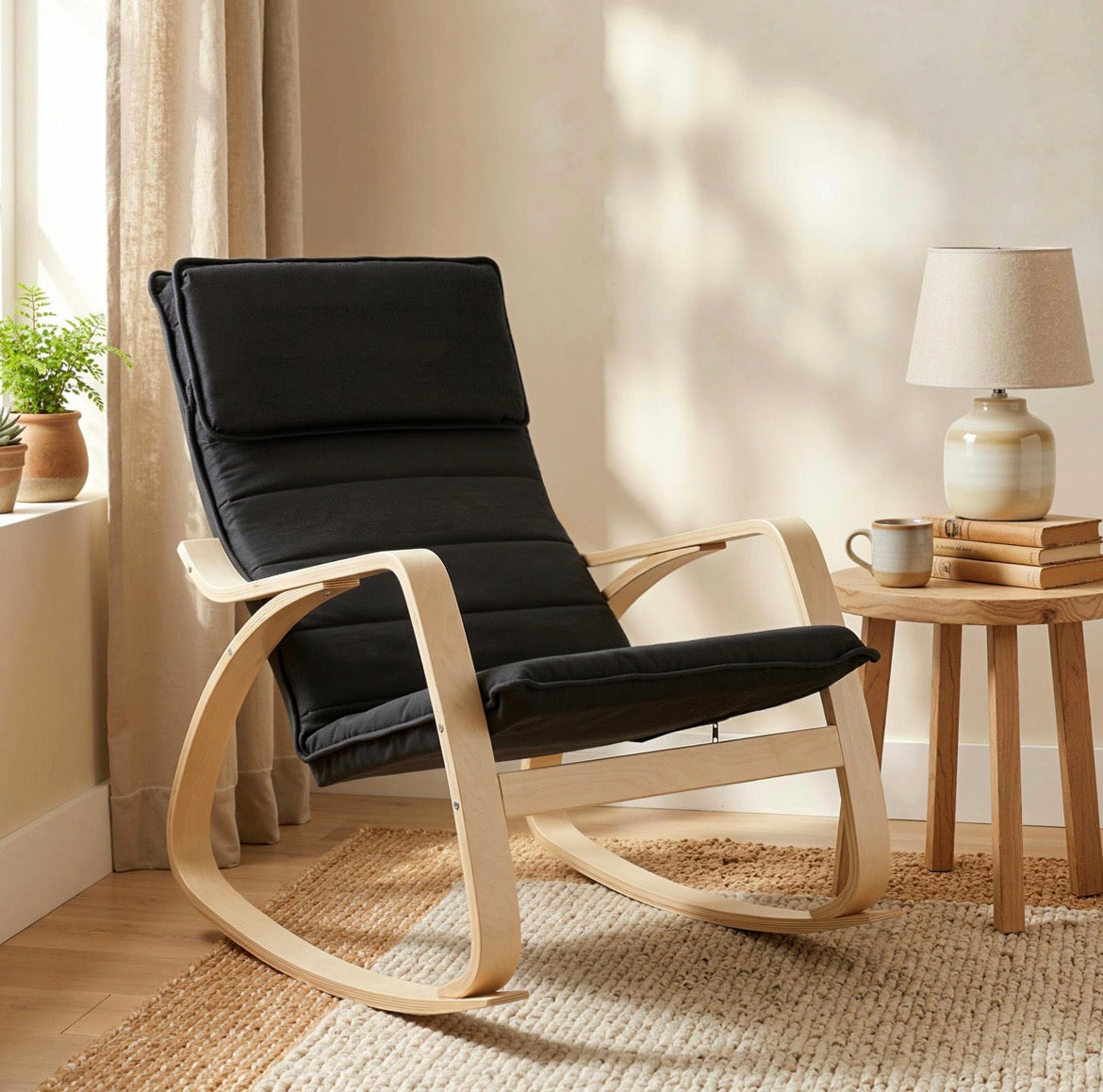 Lounge Chair, Comfortable Relax Rocking Chair with Headrest