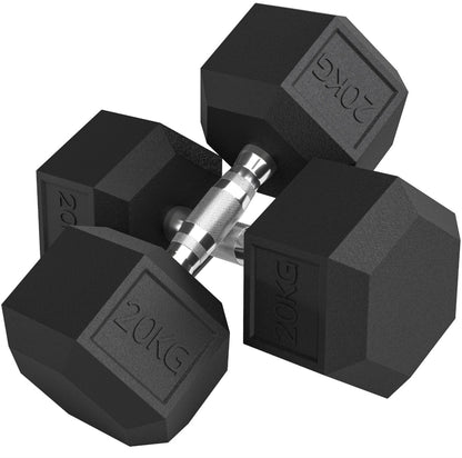 2 Set of Rubber Hex Dumbbell Portable Hand Weights Dumbbell Home Gym Workout Fitness Hand Dumbbell
