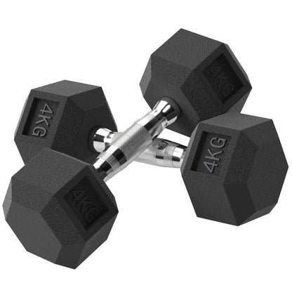2 Set of Rubber Hex Dumbbell Portable Hand Weights Dumbbell Home Gym Workout Fitness Hand Dumbbell