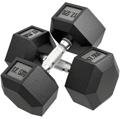 2 Set of Rubber Hex Dumbbell Portable Hand Weights Dumbbell Home Gym Workout Fitness Hand Dumbbell