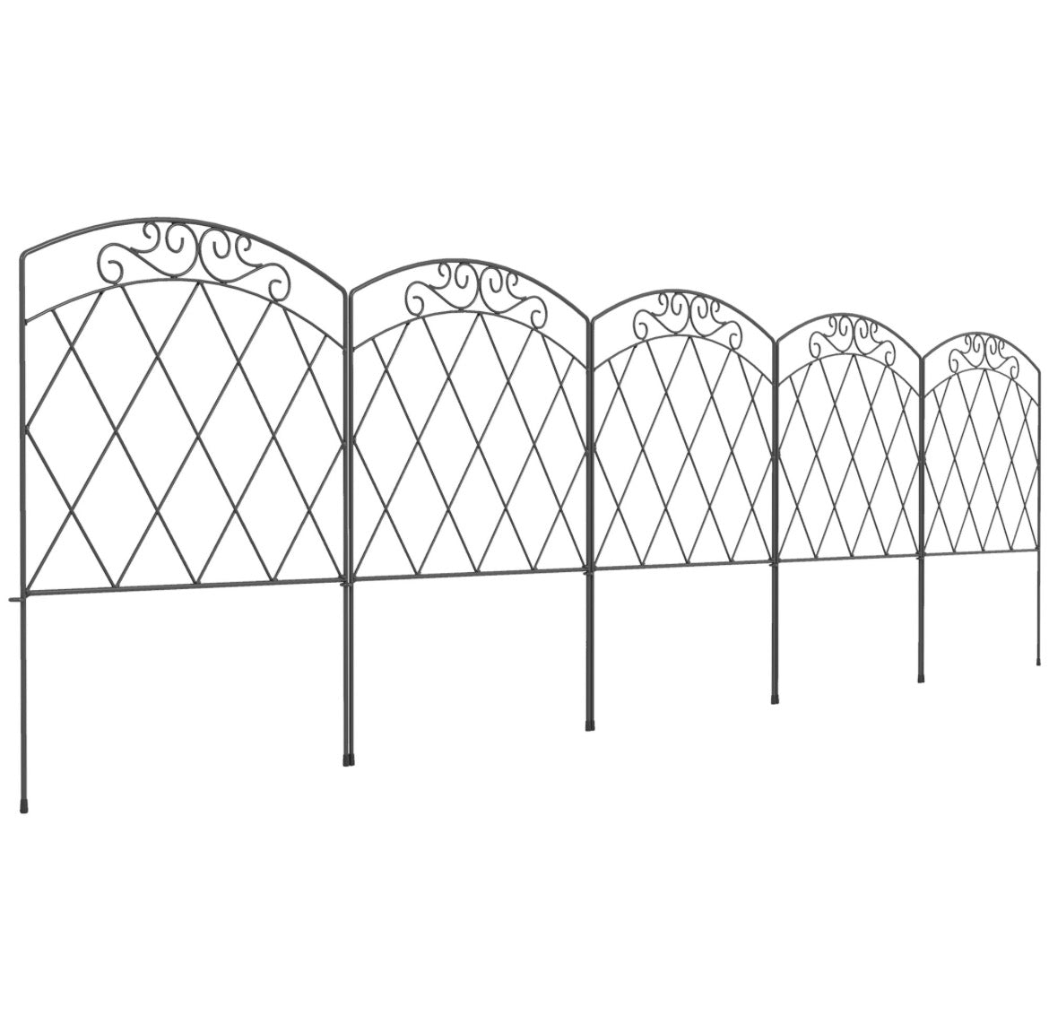 3m Decorative Metal Garden Fence - Diamond and Swirl Pattern