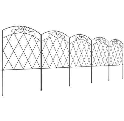 3m Decorative Metal Garden Fence - Diamond and Swirl Pattern