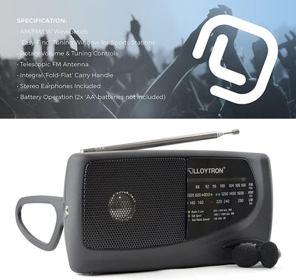 Lloytron 3 Band Personal Radio with Earphones