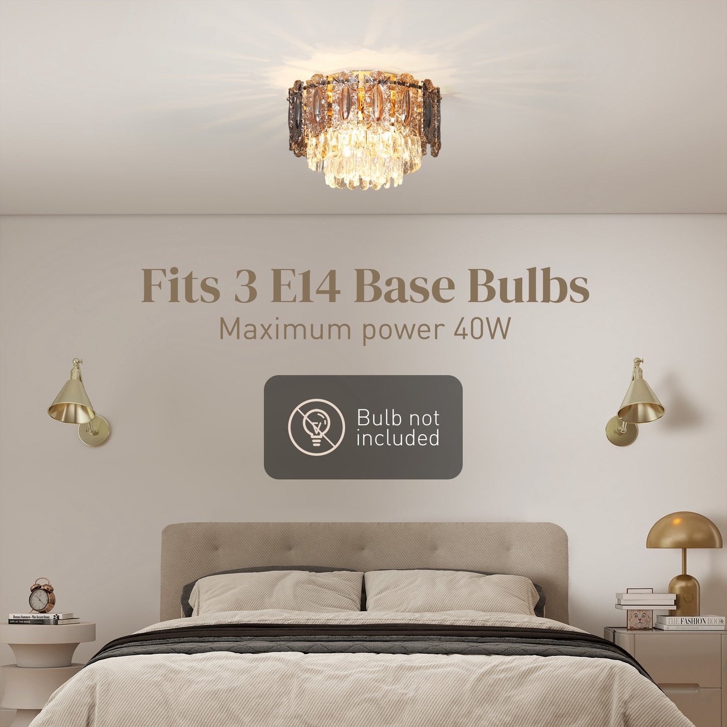 Chandelier Light, 3 Flush Mount Fixture